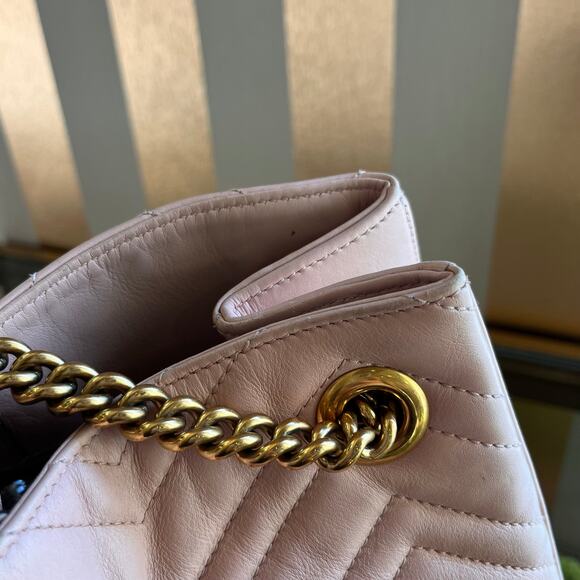 GUCCI GG Marmont Pink Matelassé Leather Chain Shoulder Bag - Picture 16 of 16